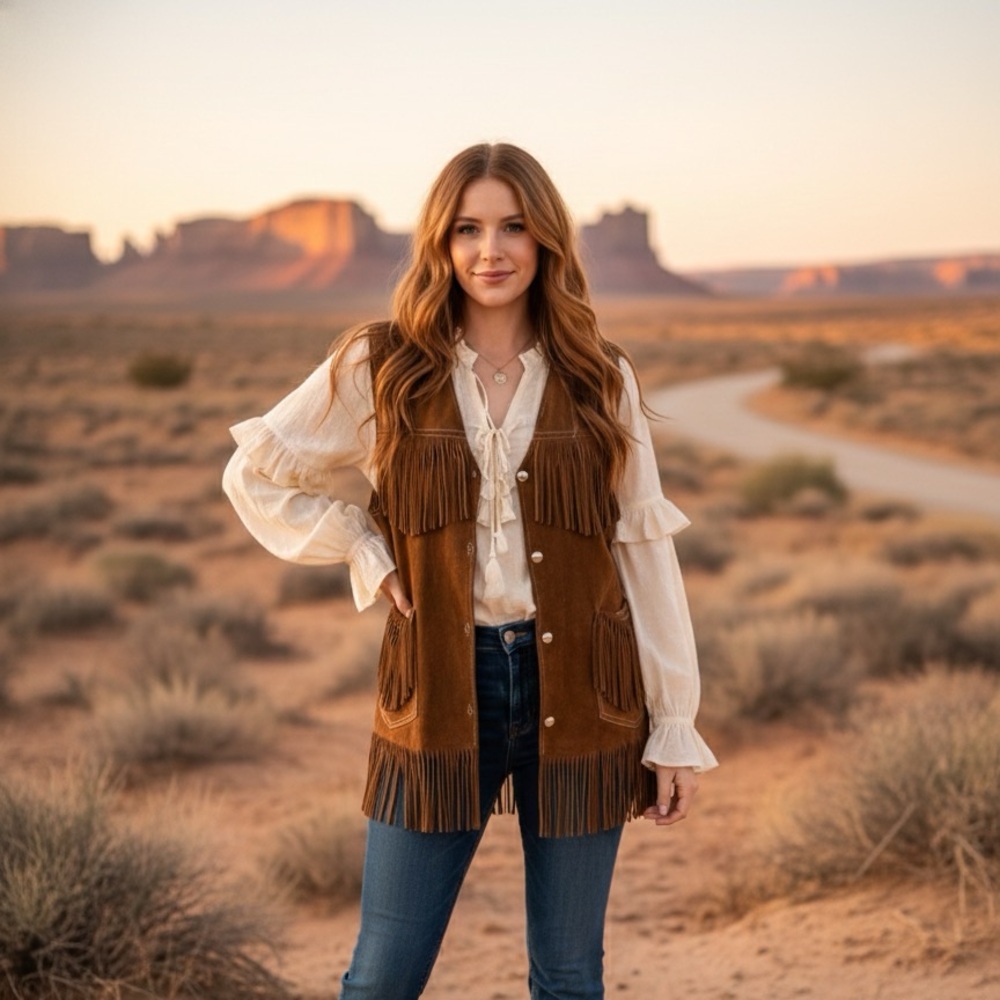 Vintage 70’s Brown Suede Fringe Vest